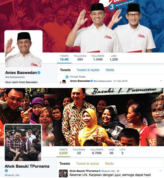 Basuki dan Anies dalam Kicauan